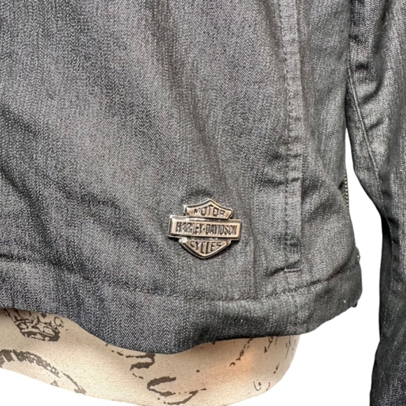 Harley-Davidson Vintage 2005 Moto Jacket Women’s Large Black Zip-Up Embroidered - Picture 5 of 7